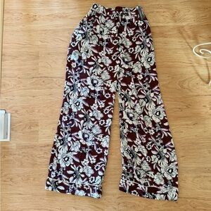 Express Black and White Floral Wide-Leg Pants